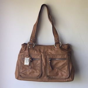 Tignanello purse bag leather color tan